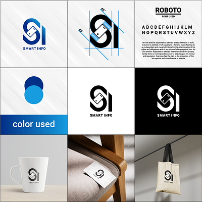 Smart info logo blue design douz gradient logo mobile modern phone si simple smartphone tech technology typography