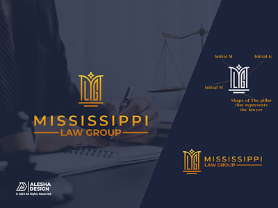 Mississippi Law Group (MLG) Logo Design branding design g icon initial l law lawyer logo logo mark m minimalist mlg modern monogram pillar simple symbol vector wordmark