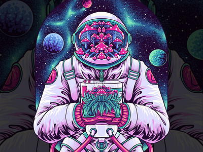 Astro Trippy amazing astronout branding comissonwork cosmos coveralbum custom artwork darkart design apparel galaxy graphic design illustration jamaica moon mushroom space trippy unique