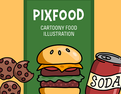 Pixfood - Cartoony Food Illustration by Pixside affinity designer cartoon colorful creative studio digital agency food fun graphic design illustration