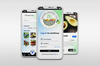 UI of online fruits store application... branding graphic design ui