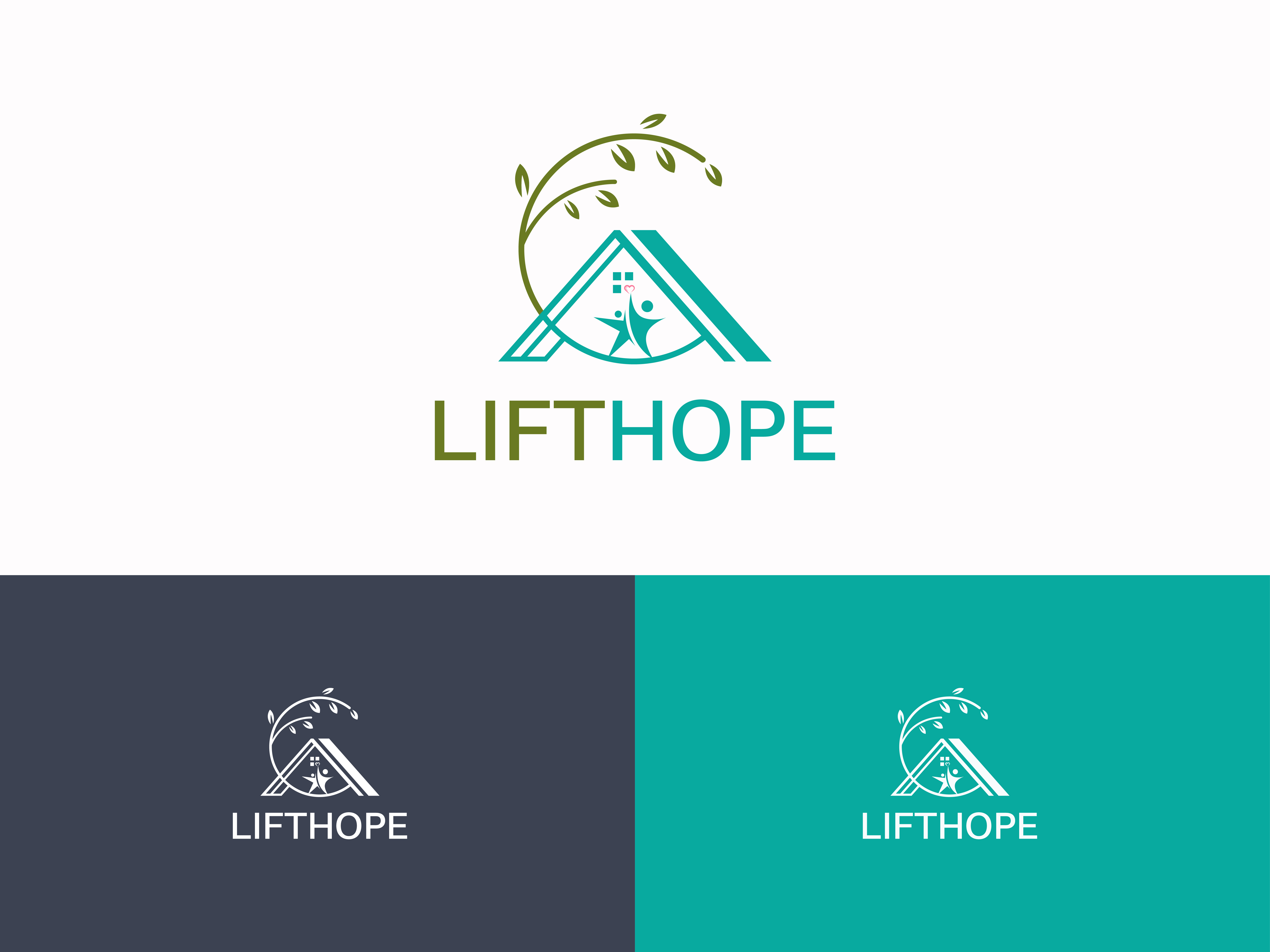 LiftHope Logo: Non-Profit organization caringcommunities childempowerment homeforhope hopefulfuture inspirechange lifthope logodesign loveandshelter underprivileged youthsupport