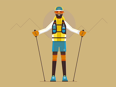 Ultra marathon runner characters design illustration people retro style styletest vector