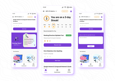 Competitive Exam Preparation App app concept design dribbble edtech education exam figma freelance illustration ui user interface ux