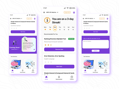 Competitive Exam Preparation App app concept design dribbble edtech education exam figma freelance illustration ui user interface ux