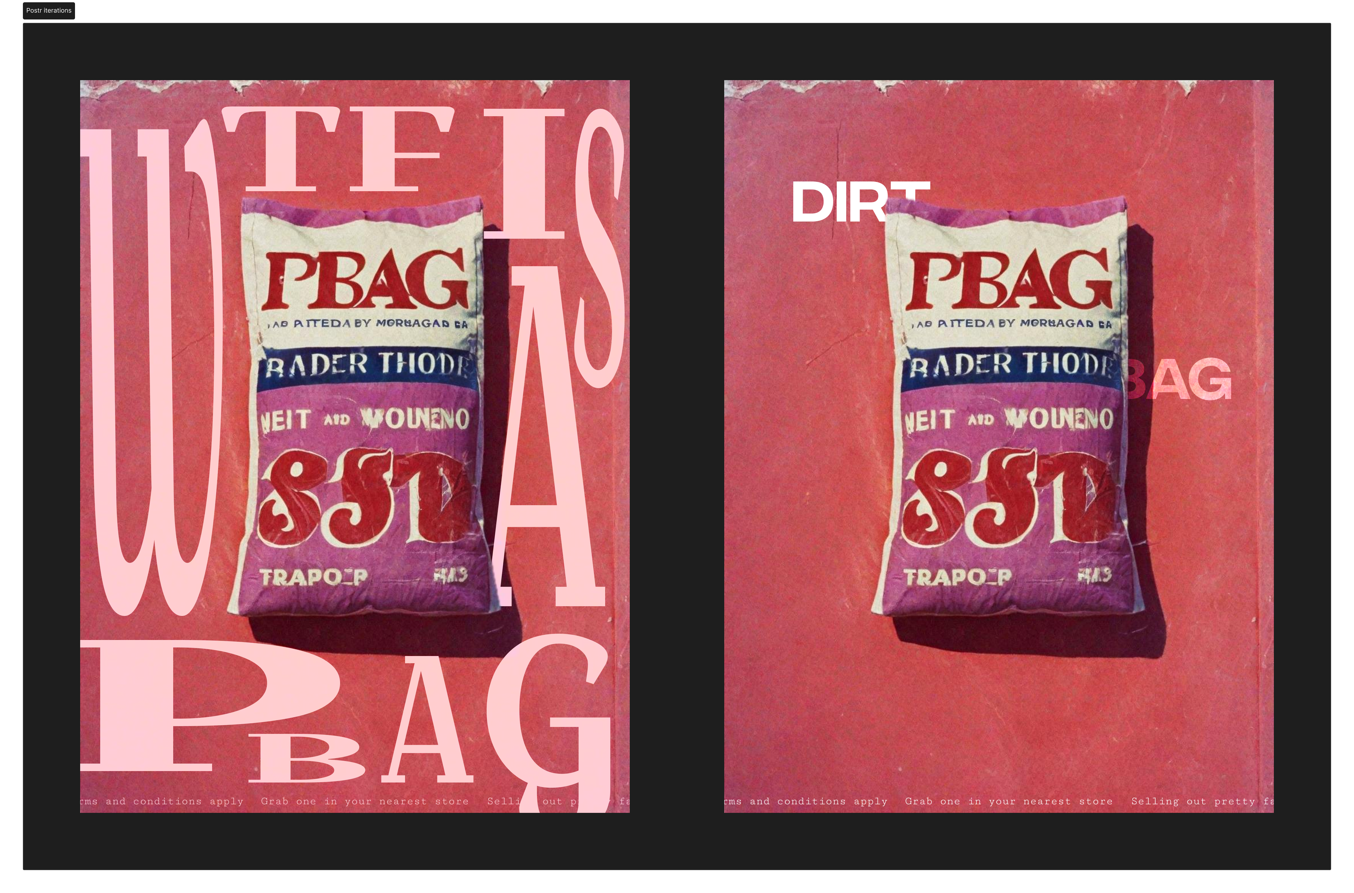 A bag shot on infrared film ai experiments generative ai graphic design poster poster design typography visual electric