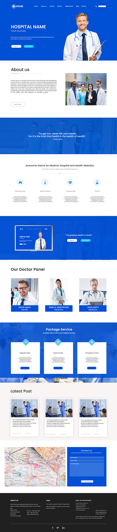 HOSPITAL WEBSITE TEMPLATE adobe photoshop app design branding design graphic design illustration landing page logo ui ux vector website