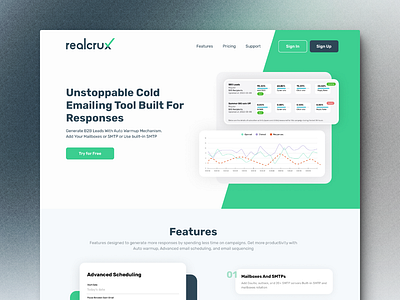 Realcrux - Product Landing Page design figma ui uiux ux web design