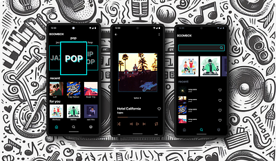 Boombox- A simple music streaming app app dark mode music streaming app product design simple simple ui spotify clone streaming app ui ux