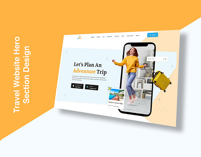 Travel Agency Hero Section Design adventure agency animation booking business design hero section journey landing page modern tour tourism tourist travel trip ui ui design ux vacation website