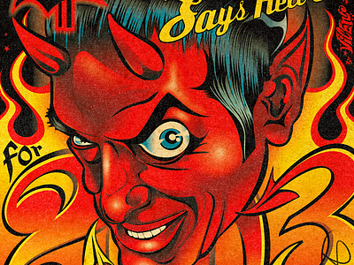 $ERGIO SAYS HELL O david vicente design devil digital art greeting card illustration inking kustom kulture nft sergio