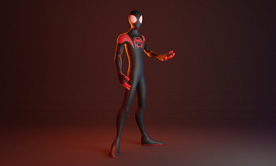 Spiderman Miles Morales 3d 3d modeling 3d render blender character fanart illustration marvel spiderman