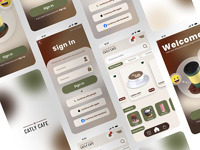 Cafe App design | UI Design 3d application branding cafe app graphic design ui