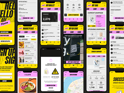 Raze | Mobile App advertisiting coins community coupon earn journey marketplace mobile scan qr ui voucher walking wallet