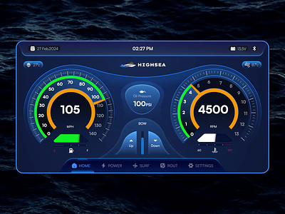 Yacht HMI Dashboard Design - HIGHSEA animation boat cruise dashboard dashboard design dashboard interface dashboard ui dashboard web hmi marine sailboat ship ui user interface web design yacht yacht dashboard yacht hmi