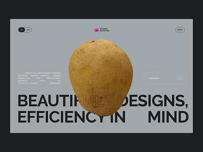 Studio Potatos 3d animation black branding graphic design logo menu minimalism motion graphics novigation pink potato ui web studio white