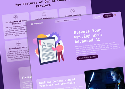 AI Blog Content Writer ai design lan landing page ui website
