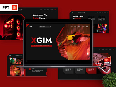 Xgim - Esport Powerpoint Templates broadcast infographic portfolio powerpoint presentation red technology template