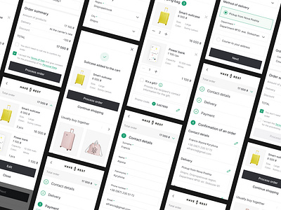Suitcase website | Checkout flow 🧳 cart check out check out flow checkout e commerce ecommerce marketplace mobile responsive online store order payment responsive saas shop shopping shopping bag storeonline suitcase ui design web design