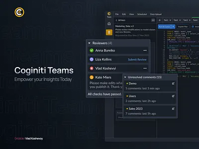 Coginiti Review Code analytic application dashboard data design feature interface product review side panel ui ux web