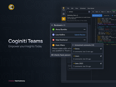 Coginiti Review Code analytic application dashboard data design feature interface product review side panel ui ux web