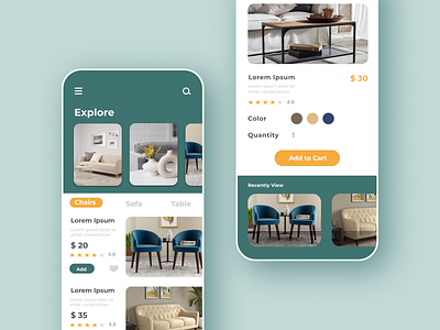 Furniture Selling App animation app concept design light minimal mobile ui ux
