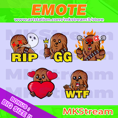 Twitch emotes star wars chewbacca rip, gg, rage, love & wtf pack animated emotes anime bigfoot chewbacca chewbacca emotes chewy design emotes gg illustration love rage rip star wars starwars starwars emotes sub badge twitch emotes wtf yeti