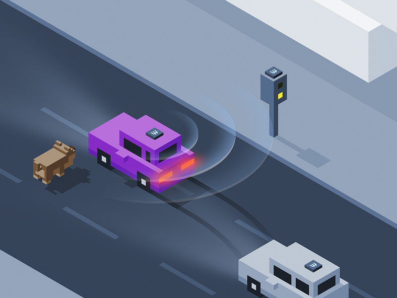 WaveKit Illustration automotive cars crossy road dog isometric road security toolkit virgil