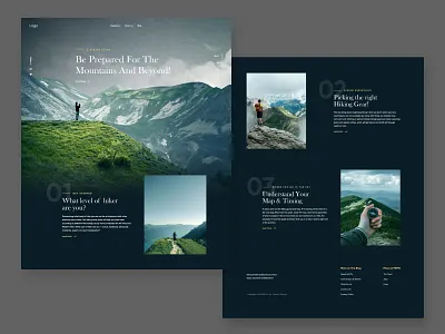 Hiker - Landing Page adobe xd clean figma hiker home homepage land landing page minimalist mountains public website uiux website website landing page