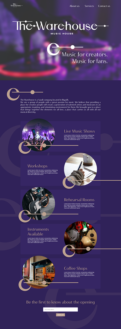 The Warehouse - Music Venue Landing Page landing page ui web design website