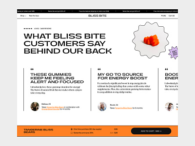 BLISS BITE e-commerce subscription based supplements pt.2 art direction branding design minimal typography ui web website