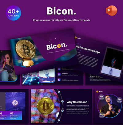 Bicon - Cryptocurrency & Bitcoin Presentation Templat agency bitcoin blokcin branding business cripto graphic design motion graphics ppt template ui