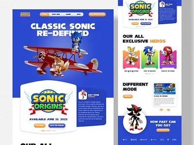 Sonic - Sonic the Hedgehog Website Design animation app design branding design game game website gaming landing page gaming website graphic design hedgehog illustration logo mobile game mobile ui new gaming webiste sonic sonic the hedgehog ui ux website design