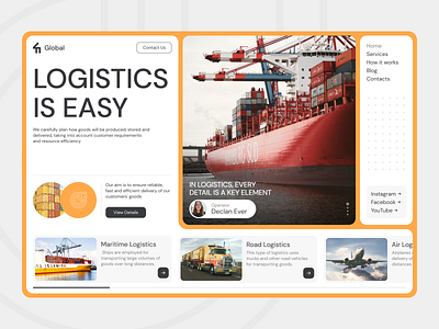 Logistics is easy — UX/UI website design air logistics cargo delivery logistics logistics design logistics site maritime logistics road logistics shipments tracking ui ui design ux design uxuidesign web design webdesign