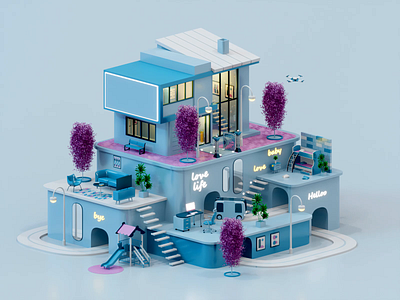 House animation 3d animation branding city crypto design game illustration infographic isometric landing page lowpoly motion graphics nft render ui vector video web design web3