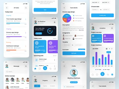 Task and Project Management Mobile App activity calendar daily task digital product management goal tracking management management app my project productivity productivity tool project management schedule shahinurstk02 task task distribution task management team collaboration todo tracking ui design