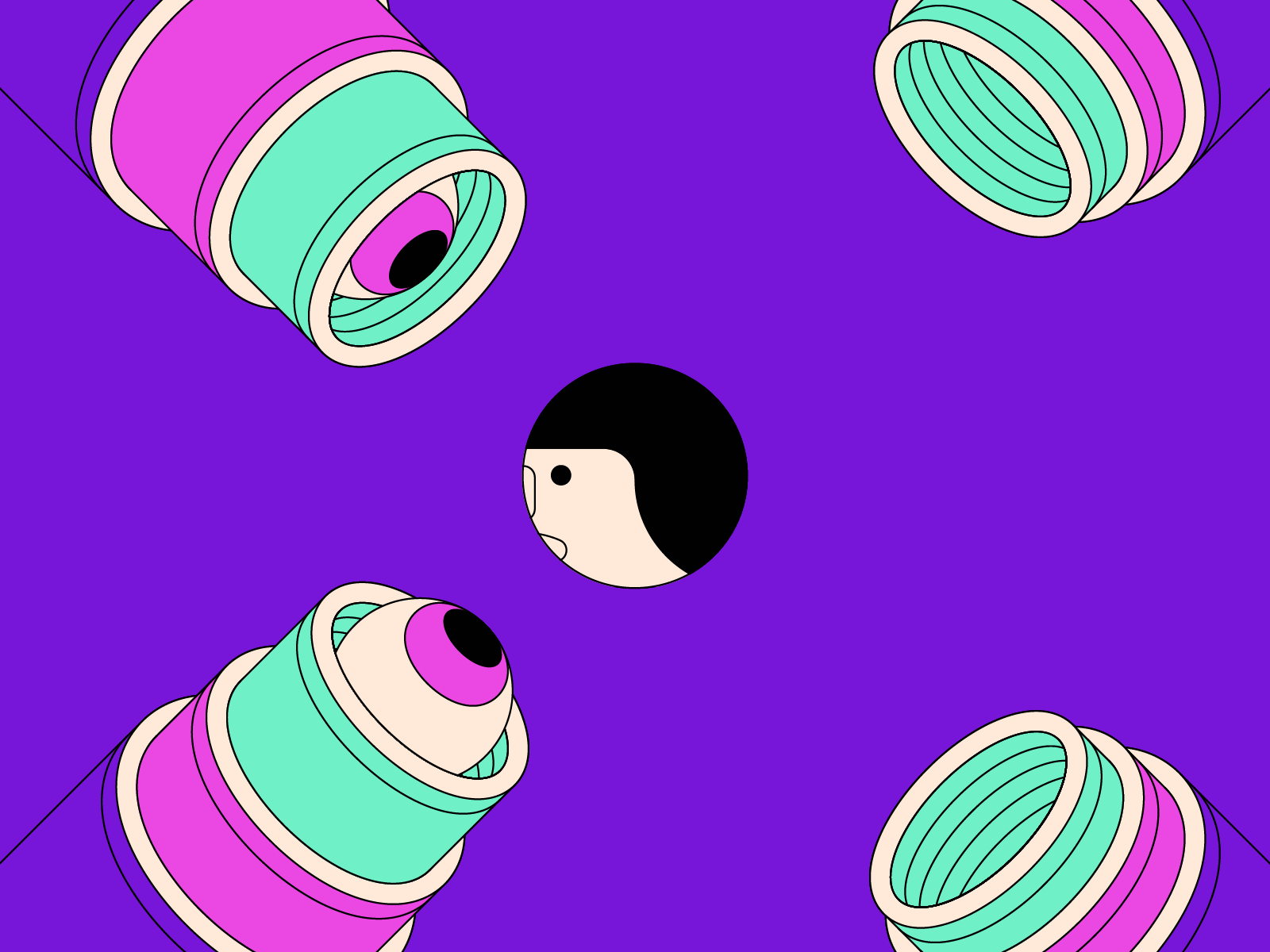 No Pressure animation eyeball eyes geometric gif illustration loop paranoid