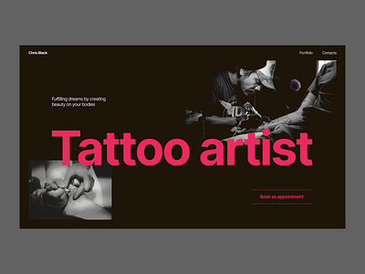 Website concept for a tattoo artist design typography ui ux web design