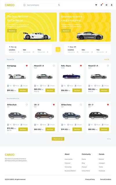 CARGO : Rental Cars 3d design figma figmaui ui