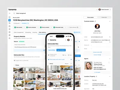 Tonomo: Order delivery admin crm dashboard delivery design files grafic design interface order panel real estate ui ux web web design