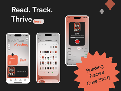 Reading Tracker Mobile App analysis app book brutalism case study concept design mobile reading tracker ui ux wireframes
