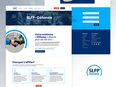 SLFP - Défense - Website Design army belgium blue clean corporate defense design desktop odoo project slfp ui union ux web website white