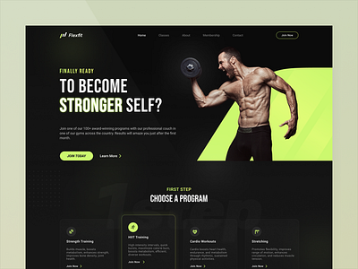 Flexfit - Fitness Landing Page black clean coach dark exercise fitness fitness club gym health hero section landing page modern personal trainer sport trainer training ui web design website workout