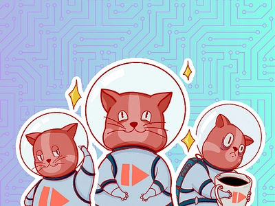 Telegram Sticker Pack Cat-astronaut graphic design illustration sticker stickers