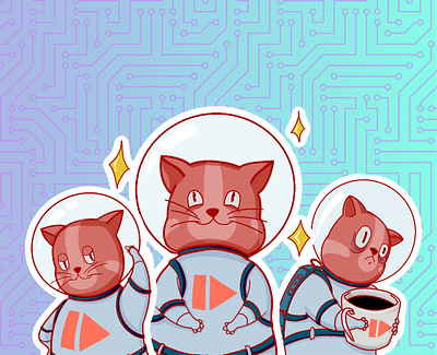 Telegram Sticker Pack Cat-astronaut graphic design illustration sticker stickers