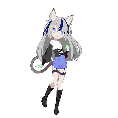 Kanade cat girl gray hair original character trendy y2k