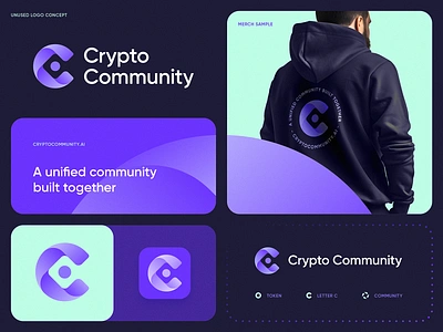 Crypto Community Unused Branding Concept ai blockchain branding community crypto defi exchange finance fintech gradient icon identity lepisov letter c logo platform saas tech token wallet