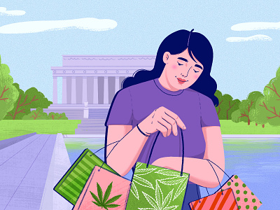 Shopping cannabis character design digital illustration editorial illustration graphic design illustration procreate shopping thumbnail woman