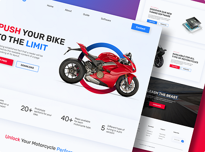 Tuning Software 3d animation bikes branding cars design ducati figma graphic design home page landing page logo marketing motion graphics motorcycles seo software tuning ui vevicles