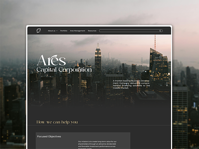 Ares Capital Corporation Redesign | Dark theme ares ares capital corporation capital capital corporation dark theme investments redesign ui ux ux ui design website